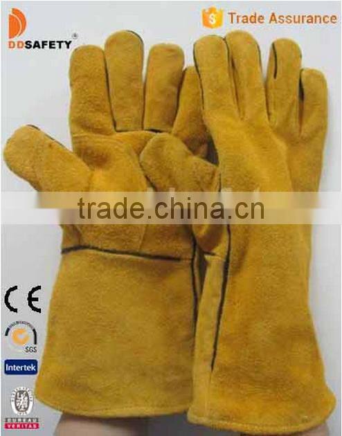 Yellow Cowhide Split Welding Gloves