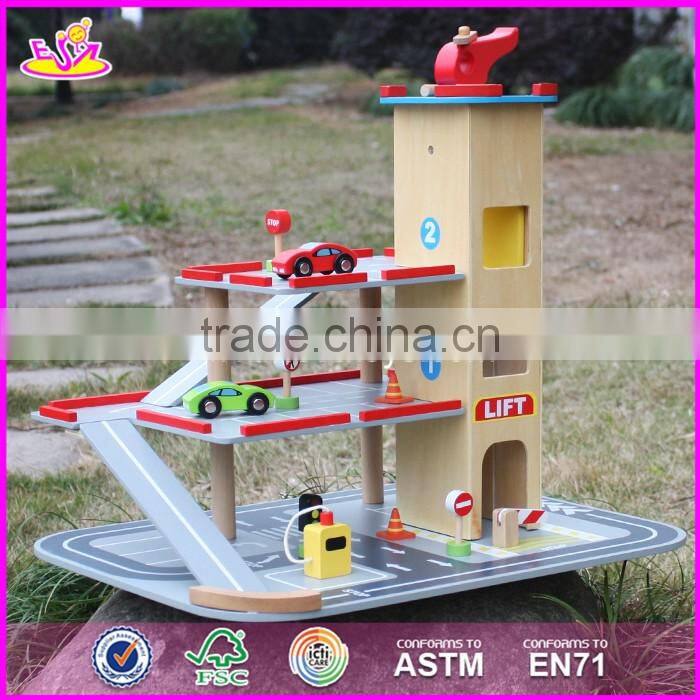 2017 new products children parking toy small wooden toy garage W04B047
