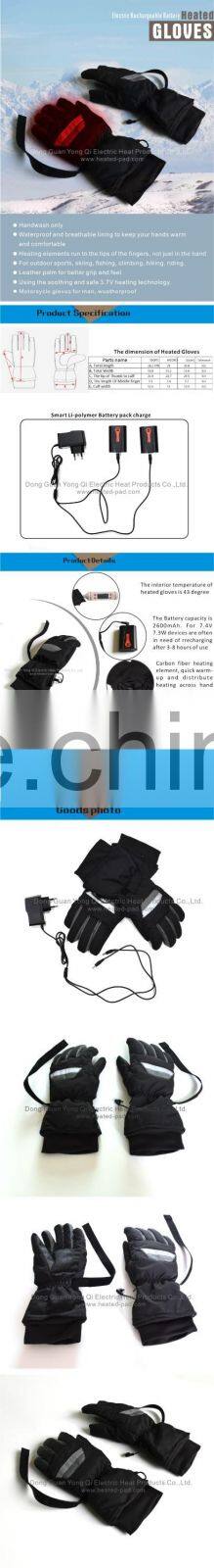 Polyester Material hot sales ski snowboard heated gloves powered by battery