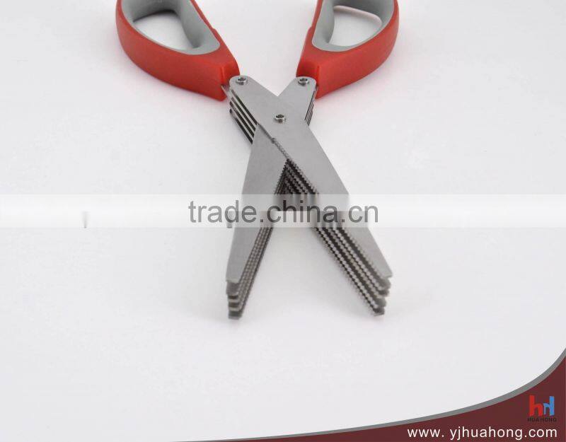 Stainless Steel shredder scissors,kitchen herb scissors with serrated 5 blades