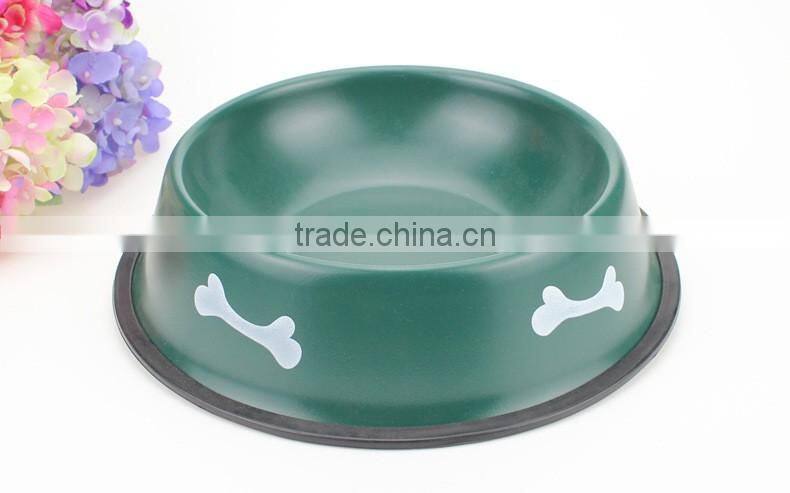 Pet Bowls & Feeder Type Stainless Steel Anti Skid Dog Bowl with bone design