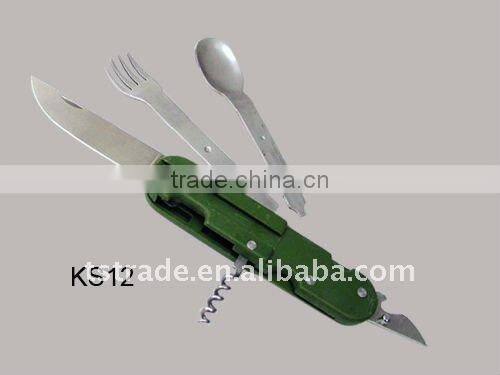 new Multi Tableware/Outdoor Tableware/Multi knife/Pocket knife barbecue tool set stainless steel tool KS12