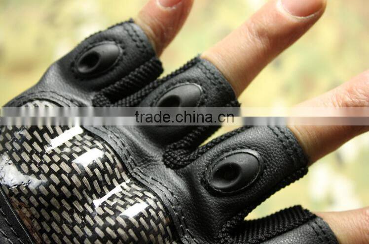 custom black carbon fiber antislip abrasion proof military half finger tactical gloves
