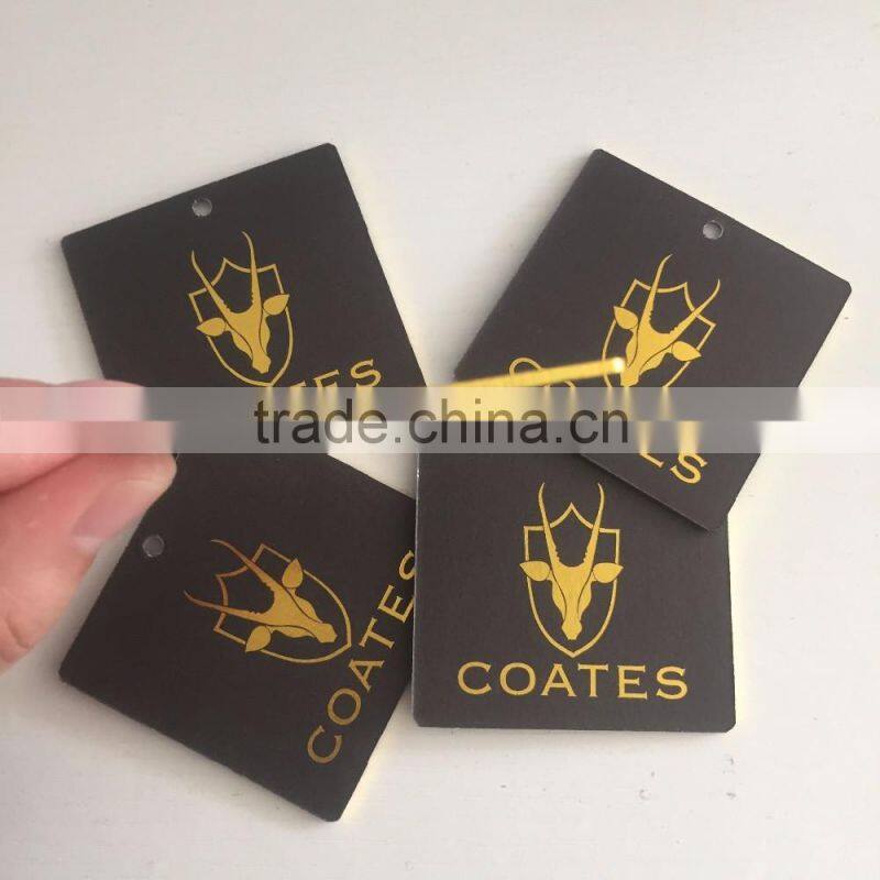 2016 High quality customized thick paper hang tags with gold foil logo