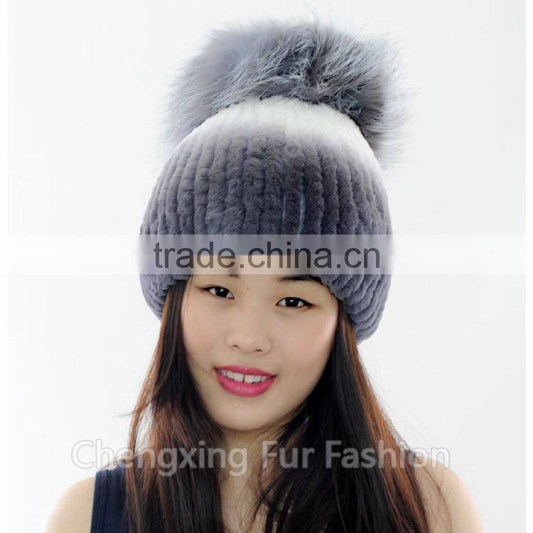 CX-C-02E 2016 Newest Knitted Hat Rex Rabbit Fur Woman Hat