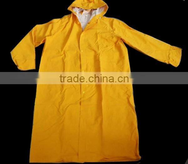 Waterproof Yellow PVC Polyester Safety Long Raincoat