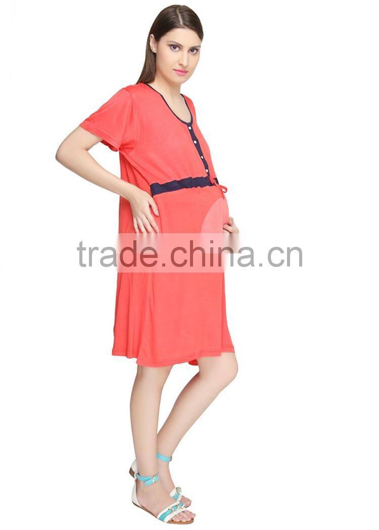 OEM red cotton maternity sleepwear dresses cheap maternity sleepwear