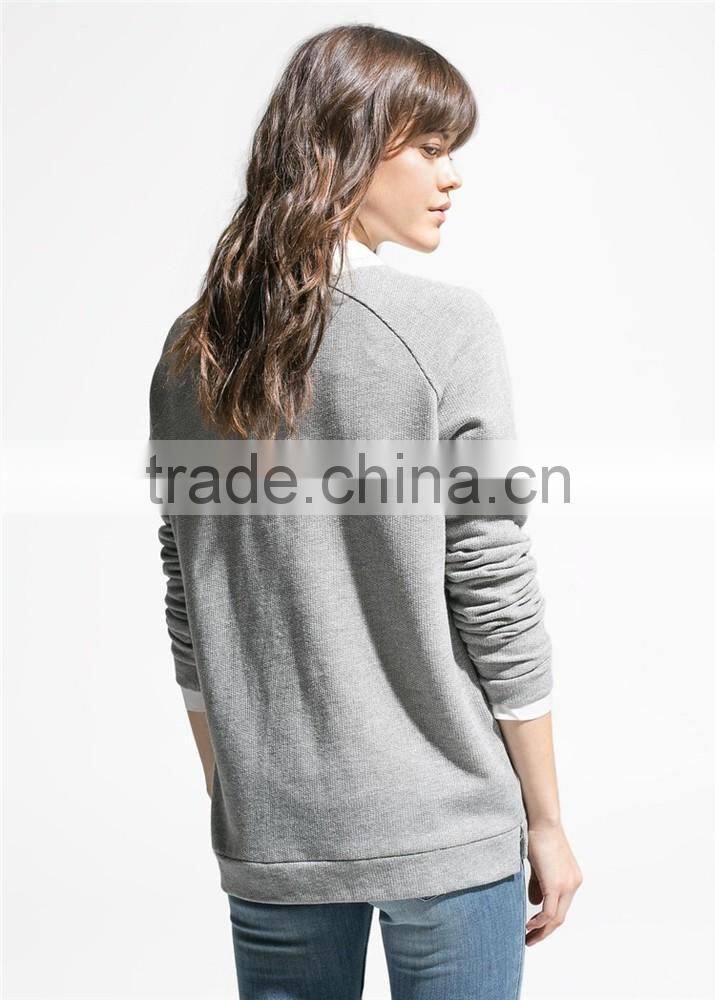 tiger printed grey womens sweatshirts without hood wholesale