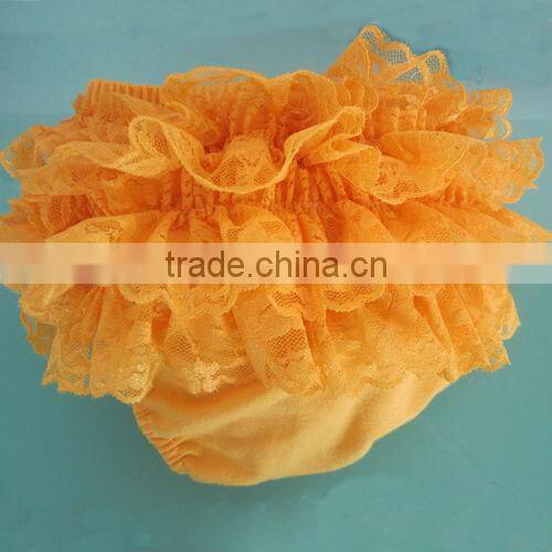 Hot sale Boutique Top Quality Baby Yellow Lace Ruffled Bloomer Infant Diaper Cover cotton diaper covers bloomer