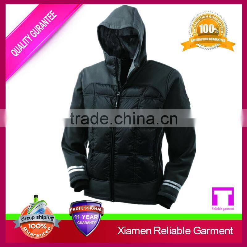 Black colour lady college down jacket fabric