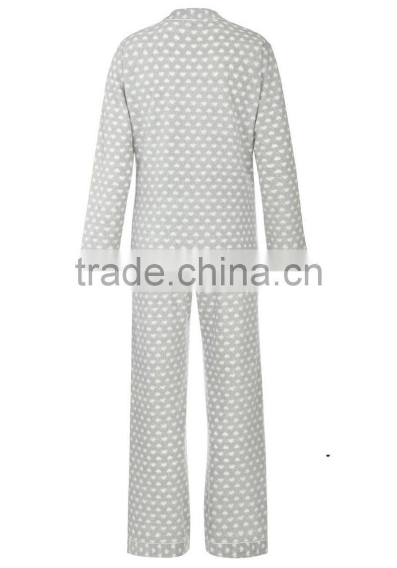 Heart printed zip up plus size adult onesie pajamas