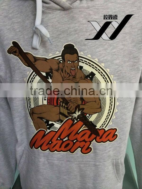 China alibaba wholesale clothing for mens cotton fleece hooded sweatshirt with heat transfer print