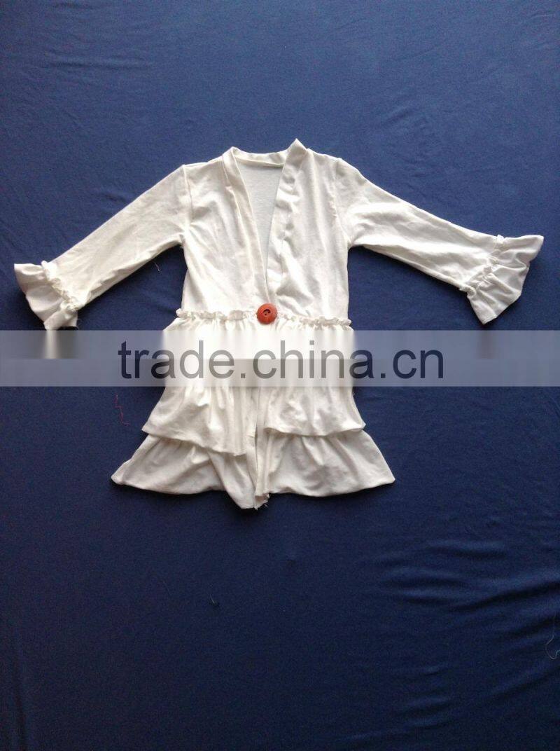 New Design For Cardigan 3/4 Ruffle Sleeve Cotton Cardigan For Baby Girls QL-52