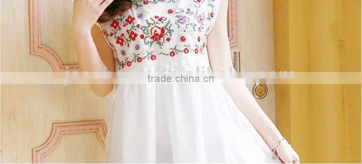 2015 summer maternity dress, pregnant dress, sleeveless EMB dress, 100%cotton