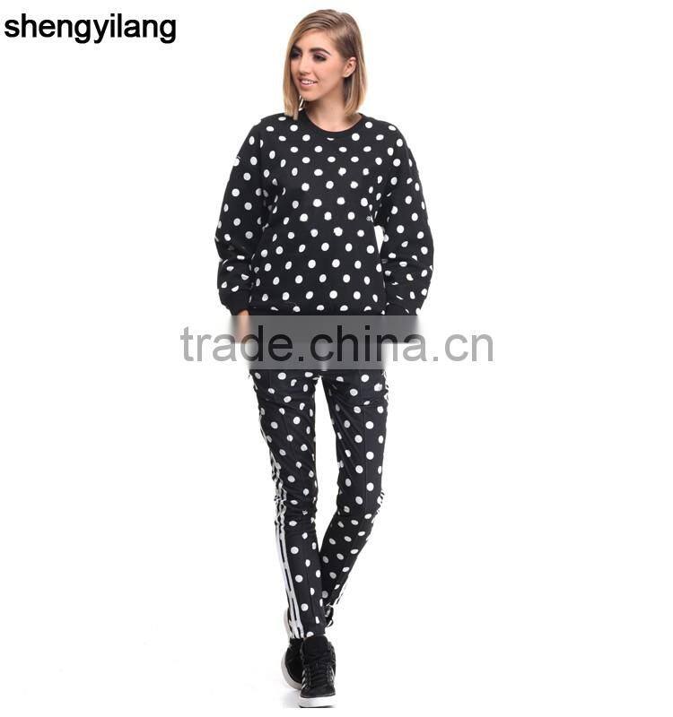 2016 most fashion jogger pants with side cuff zips women 100% Polyester dot track pants fit