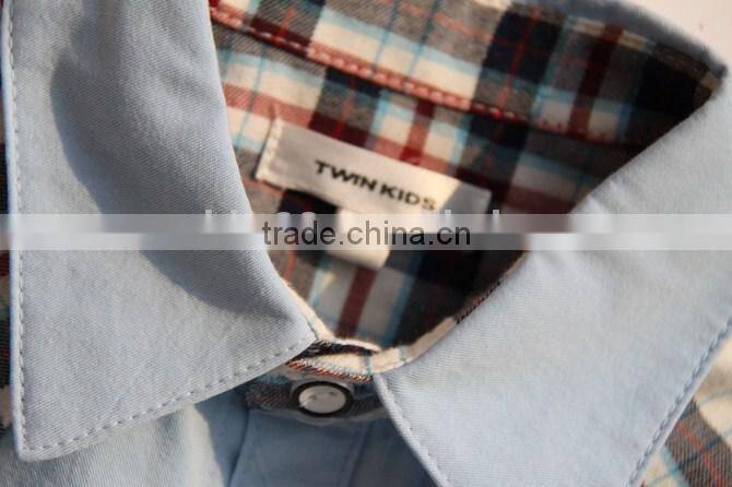 2017 long sleeve contrast color oxford kids or boys shirt