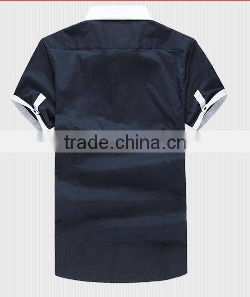 Slim black color short sleeve ,small collar cotton men shirts