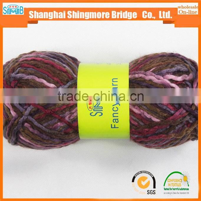 China knitting yarn factory wholesale oeko tex long space dyed acrylic ripple yarn hand knitting scarf yarn in low price