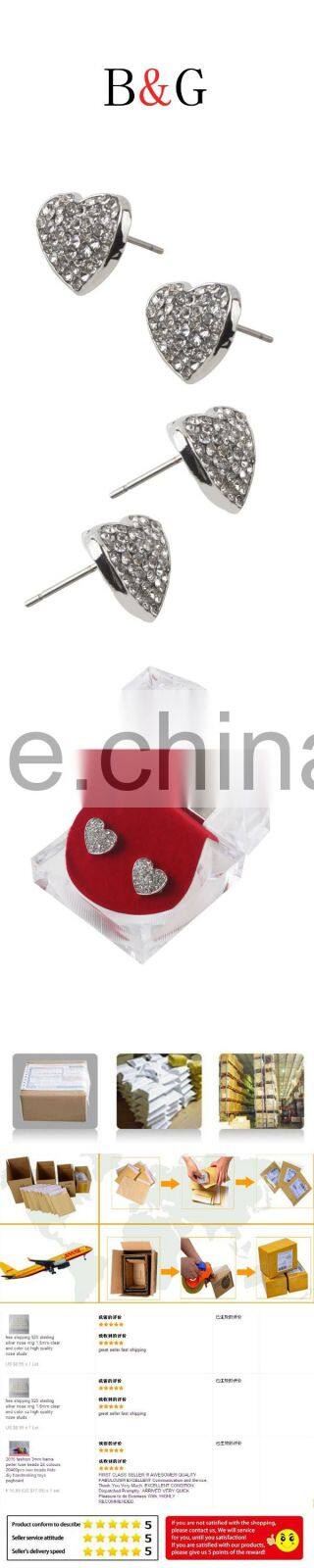 Customized Unisex Hot Sale Elegant Large Sliver Heart Diamond Hiphop Earrings Jewelry With Cheap Price Wholesale