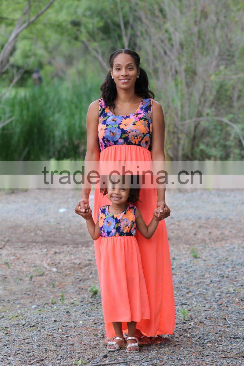 mommy and me maxi dresses flower print orange alibaba dresses