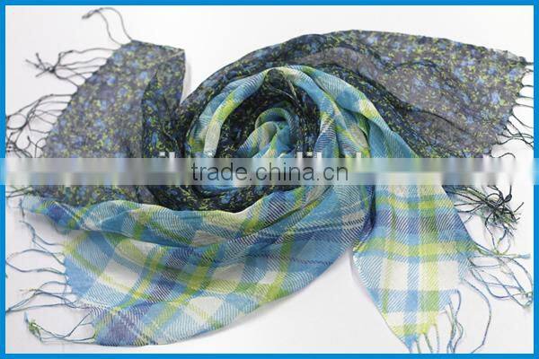 Wholesale new fashion floral and plaid printing scarf for dubai