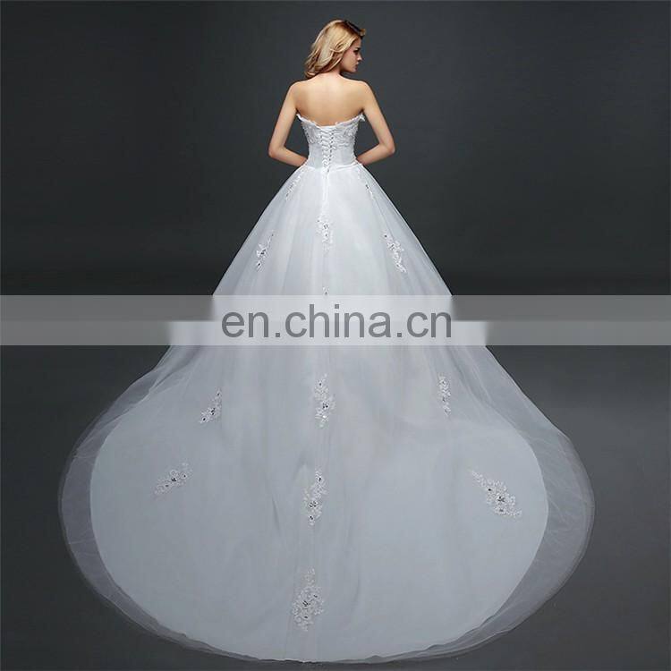 HS1628 Made in China 2017 Strapless Bling Princess Puffy Prom Ball Gown Wedding Dress