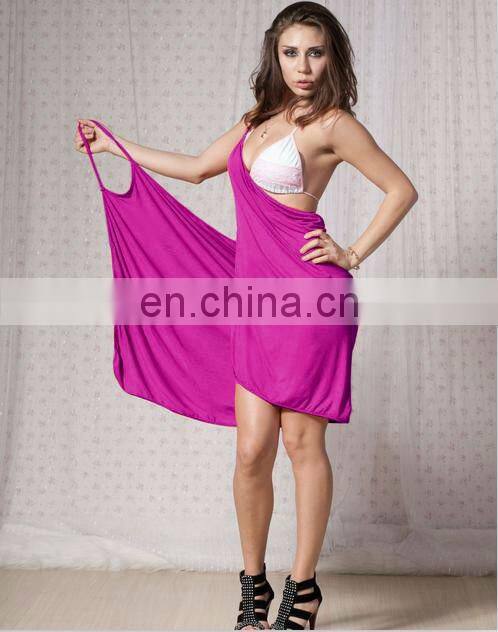Polyester red backless sarong pareo beachwear