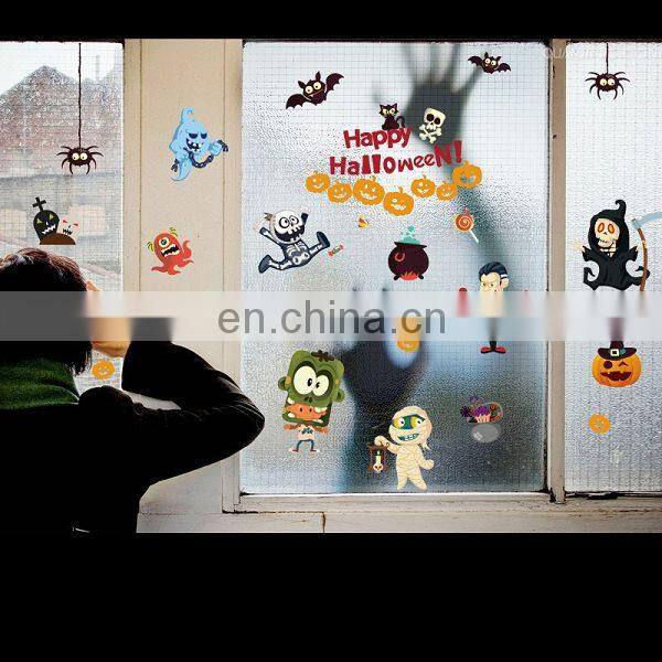 2017 new Halloween decotation wall sticker , House Spirit Pumpkin Lamp Display Window Decoration Sticker