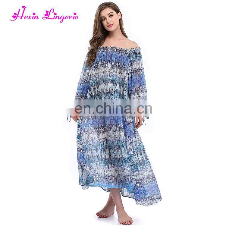Wholesale Long Sex Off Shoulder Long Sleeve Women Beach Dress