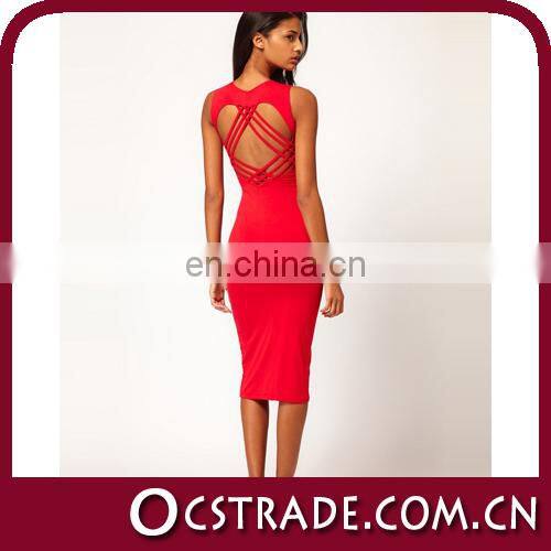 2016 back cut out sleeveless bandage trendy yellow cocktail dresses