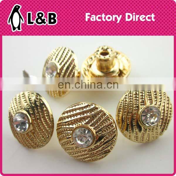 New models custom zinc alloy metal botton with glass stone