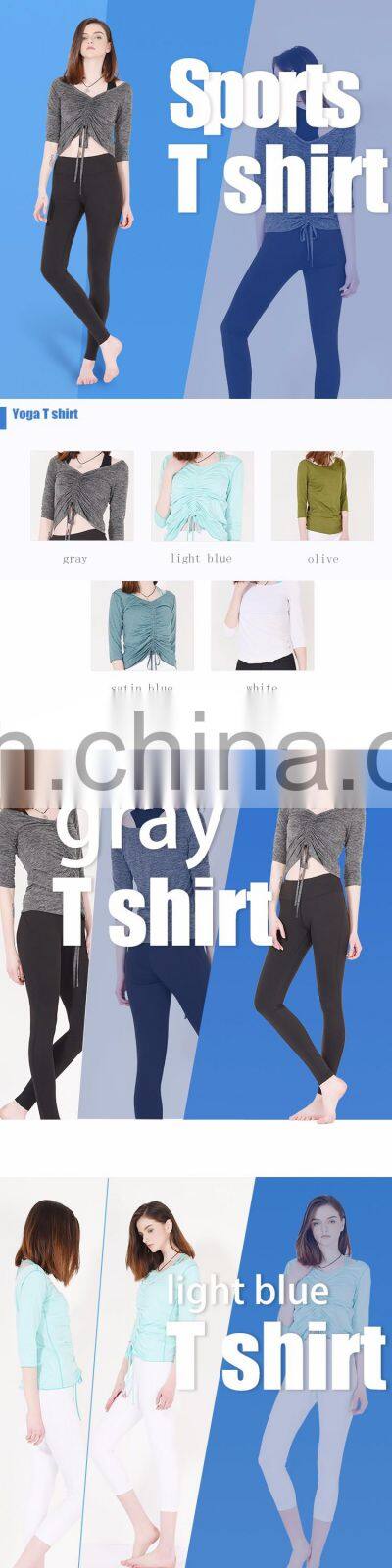 High Quality cotton spandex women fitness running wear custom sports jogger t shirt wholesale running wear yoga wear