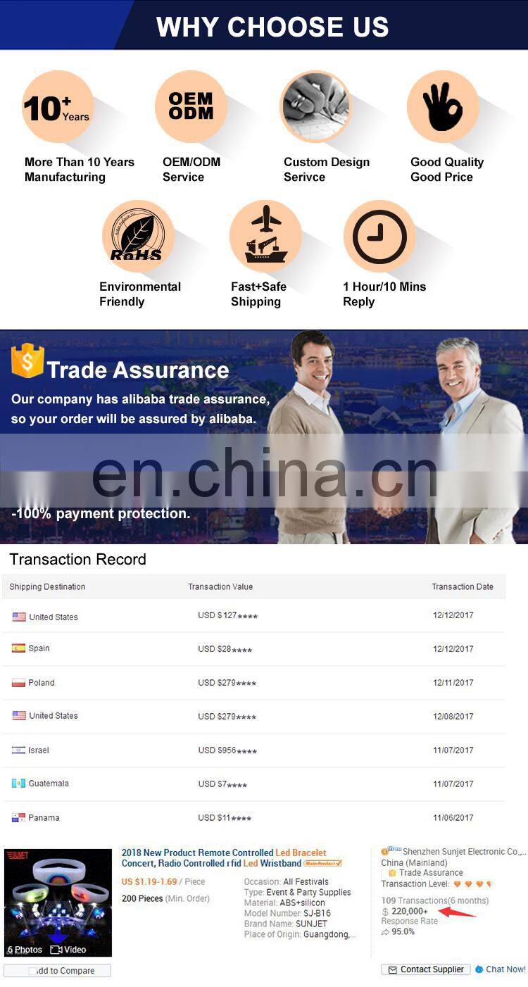 SUNJET 2018 New Hot Party Decoration China Led Remote Control Wristband DMX 2.4G