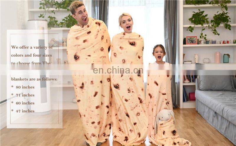 Burritos Wrap Throw Blanket Tortilla Blanket Round Food Blanket 71Inch