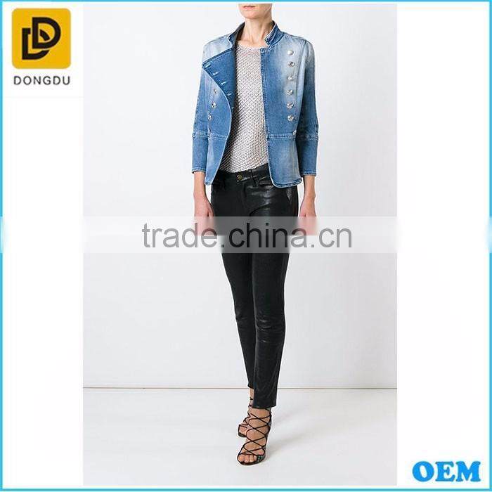Hot sale Double breasted denim jackets for women