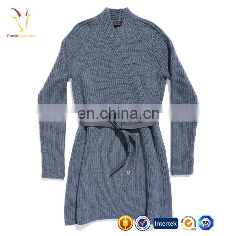 Long Open Women's Navy Blue Sweaters Cardigan