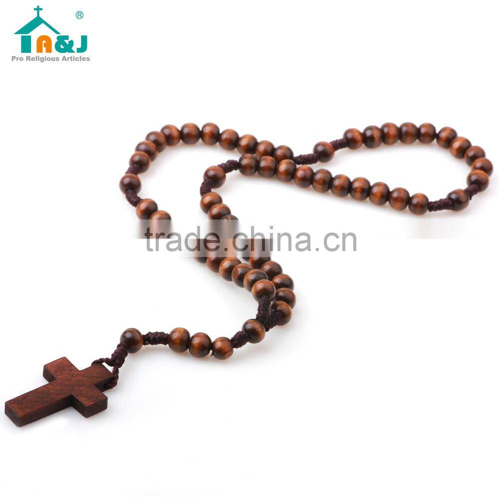 A&J Wood Rosary Catholic Necklace