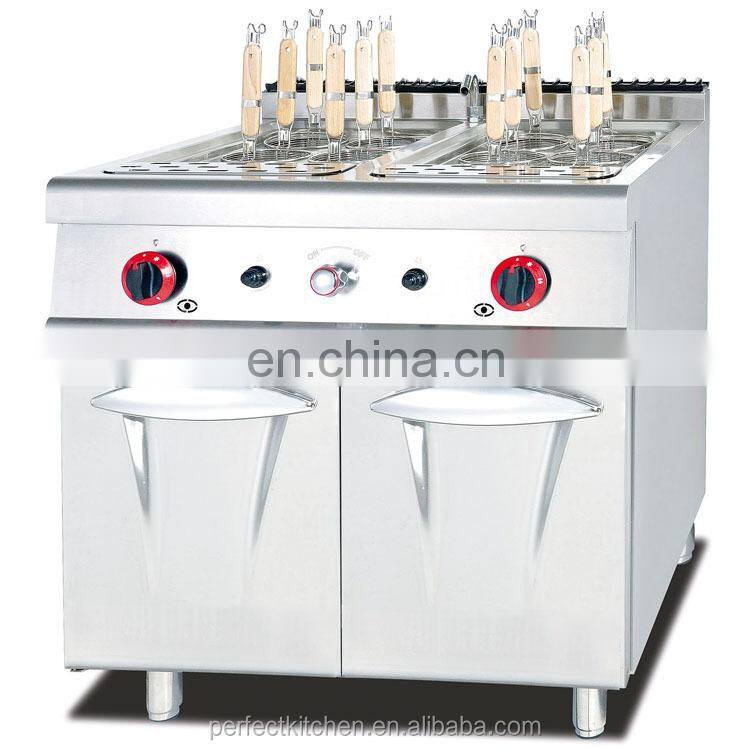 High Quality 6 Square Basket Stainless Steel Italian type Gas Pasta Cooker With Cabinet