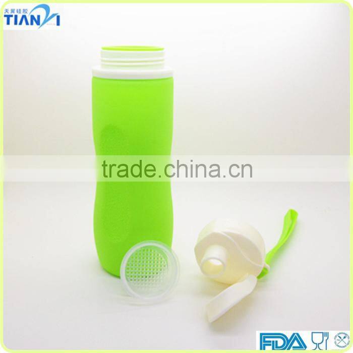 750ML Fashionable Heat Resistance BPA Free FDA/LFGB Collapsiable Silicone Sports Water Bottle