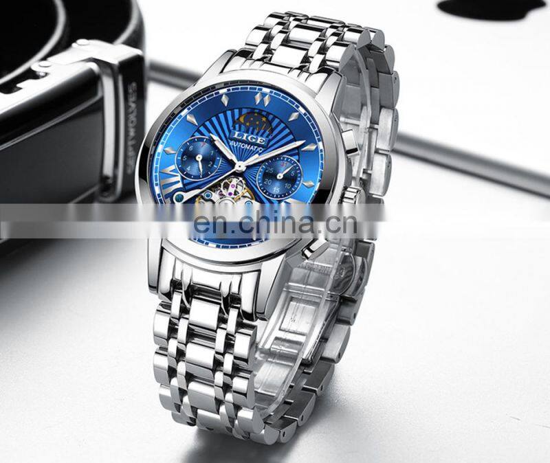 Lige 9968 Reloj Mescanico Automatic Mechanical Watch Waterproof Luxury Tourbillon Men Wristwatches
