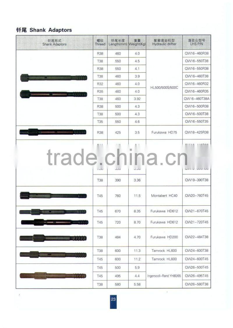 mining drilling Shank adaptor R3212, R25 R28 T45 T51