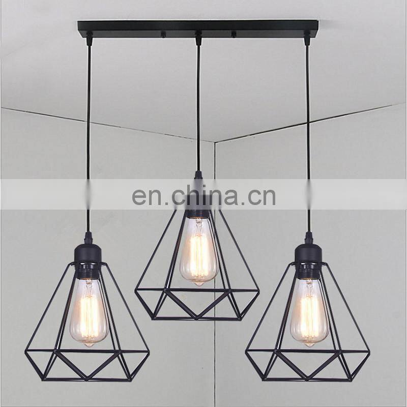 E27 Industrial Vintage Cage Pendant Light Rustic Retro Loft Pyramid Hemp Rope bar decor vintage lamp Ceiling Lamp