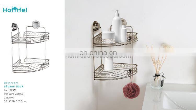Bathroom Storage Iron Wire Rack Black Electrophoresis Suction PS Box