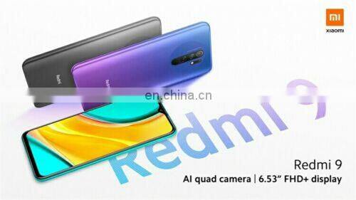 red -mi 9 4GB 64GB Helio G80 13MP+8MP+5MP+2MP Quad Camera 6.53 inch Display 5020mAh Battery mi Mobile Phones Red- mi9