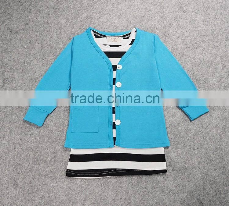 Foreign Trade Children's Clothes Wholesale F1826 Summer New Style Child Girl Leisure Pure Color Stripe Suits