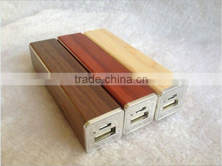 OEM products 2600mah powerbank wooden Material rectangle power bank