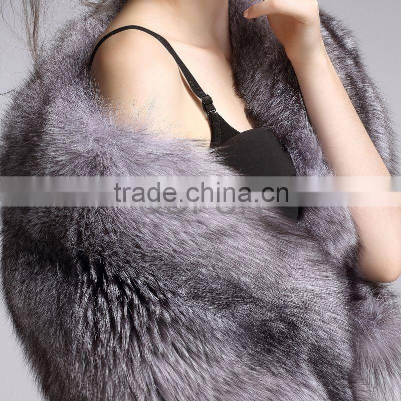 QD29240 Genuine Silver Fox Fur Shawl