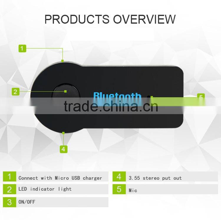 Wireless Audio Bluetooth Music Receiver for Cell phone and computer,3.5mm Audio Cable Bluetooth Music Receiver