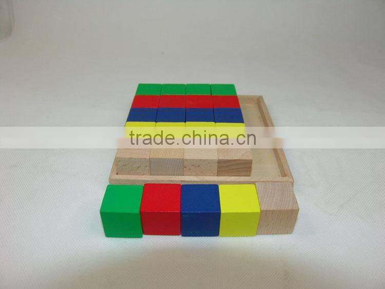 Preschool Educational Teaching Aids Wooden Toy 25pcs Cubes With Tray Education Sets