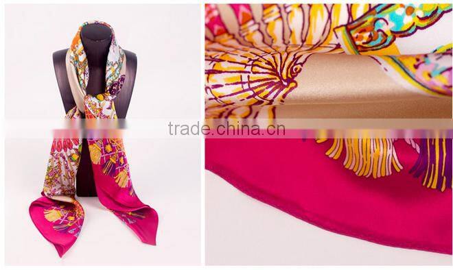 110*110cm women's digital printed crepe satin large square silk scarf ,fashionable hijab scarf